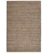 Minimalist beige hand-tufted wool rug with linear texture